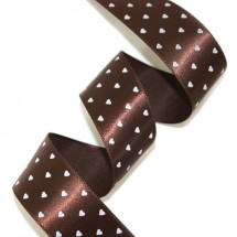 밤색공단/흰색(미니하트 프린트)