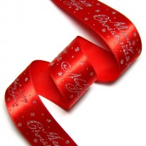 빨강공단/은색 반짝이 크리스마스로고