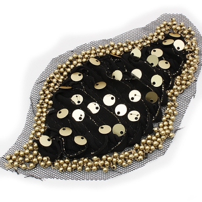 검정/낙엽(쉬폰비즈장식)