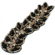 검정/금색 슬림 잎사귀(비즈모티브장식)