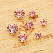 핑크/큐빅 원형알란 데코/골드(금속장식)