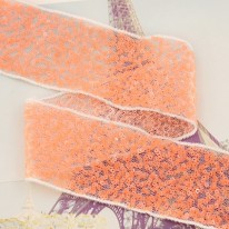 형광오렌지/흰색 스팽글(망사레이스)