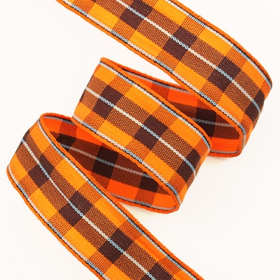 오렌지톤/밤색하늘색가운데줄(체크)