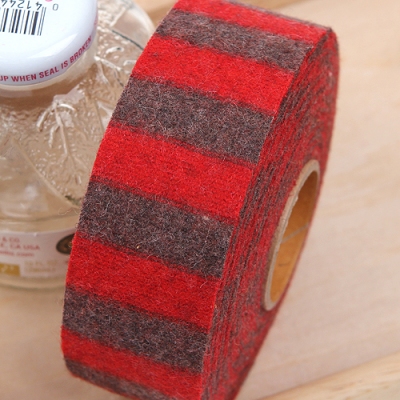 빨강/진회색 좁은스트라이프 밀링지(원단리본)