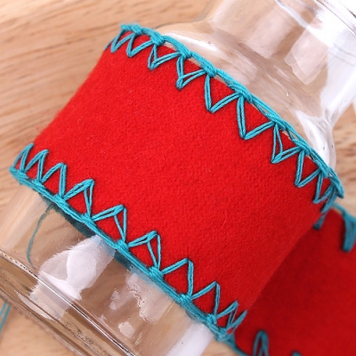 빨강/밀링지 컬러피콧(원단리본)