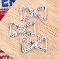 작은리본큐빅 버클/실버(금속장식)