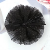 검정/리본반짝이 원형망사(원단장식)