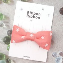 <font color=red>핑크/별패턴리본 집게핀(완제품)
