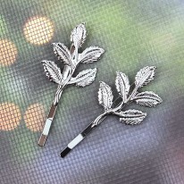 <font color=red>은색/빌리지 나뭇잎 실핀(완제품)