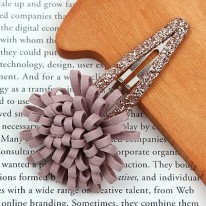 팥색/스웨이드꽃 똑딱핀(완제품)