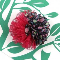 체리/쉬폰플라워 망사볼(원단장식)