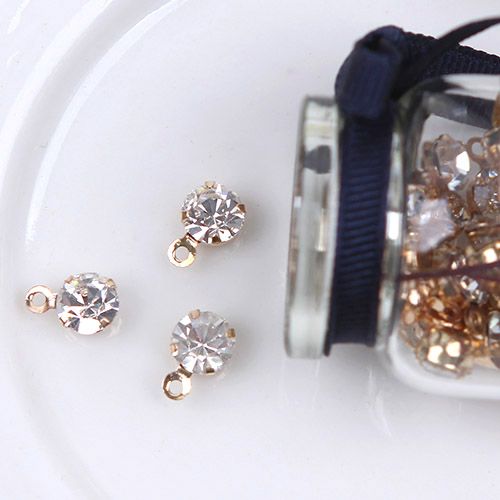 골드/6mm고리캡크리스탈(금속장식)