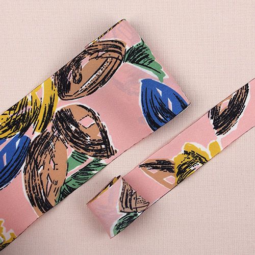 핑크색/열대화원 쉬폰(원단리본)