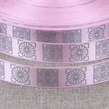핑크색/은색 사각전통문양(공단프린트)