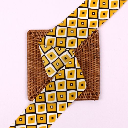 노랑색/모자이크쉬폰(원단리본)